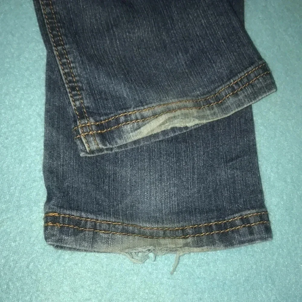 FUBU The Collection distressed bling embroidered jeans boot cut size 10